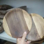 Price and Buy Handmade Wooden Plate 20 cm – Rustic Style, Perfect for Desserts or Sides (5x)