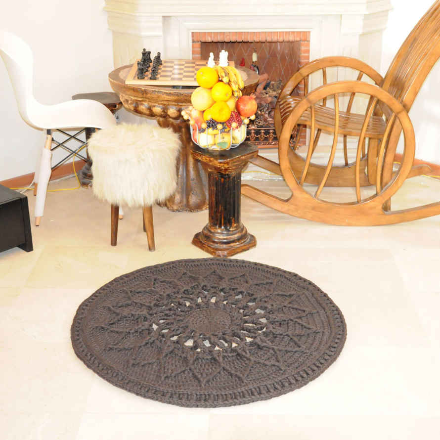Price and Buy Handwoven Boho Macrame Floor Rug – Sun Pattern - Image 3