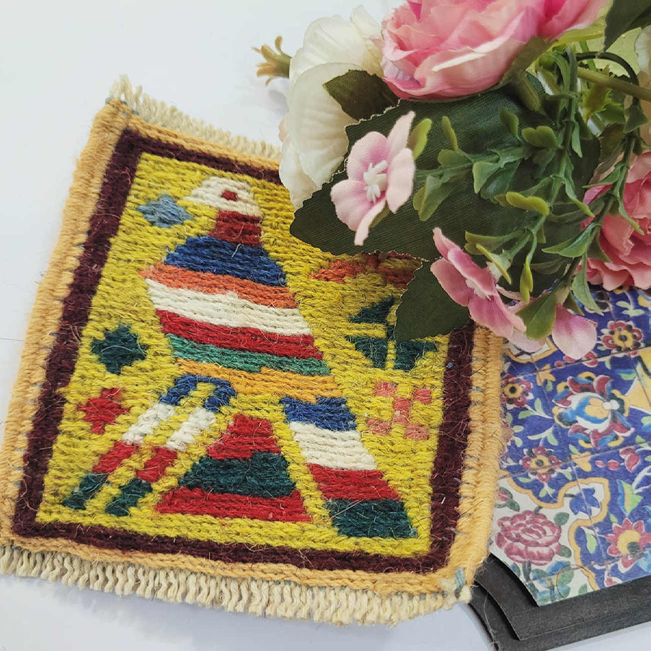 Price and Buy Handwoven Persian Kilim Coaster for Table Decor - Image 3