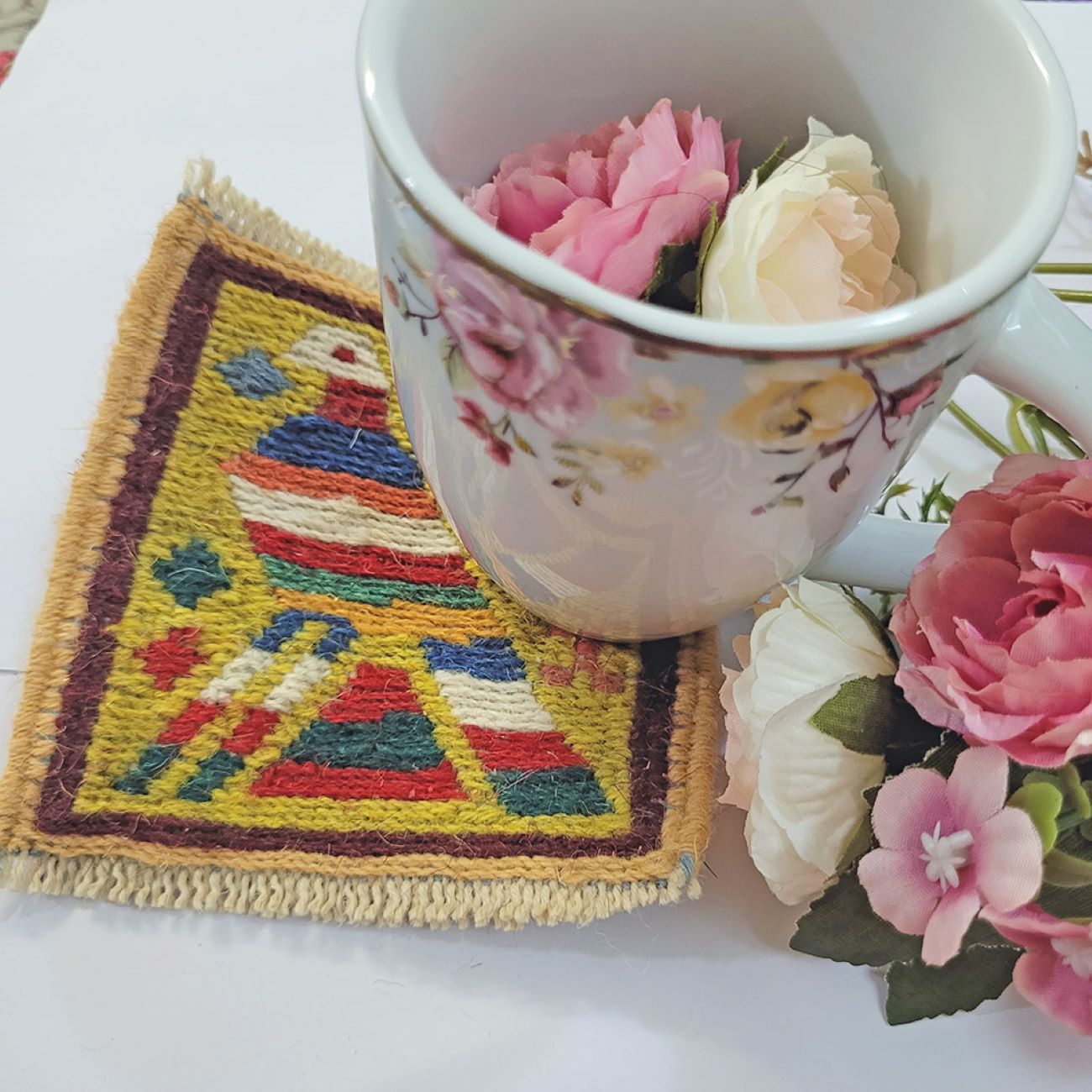 Price and Buy Handwoven Persian Kilim Coaster for Table Decor - Image 4