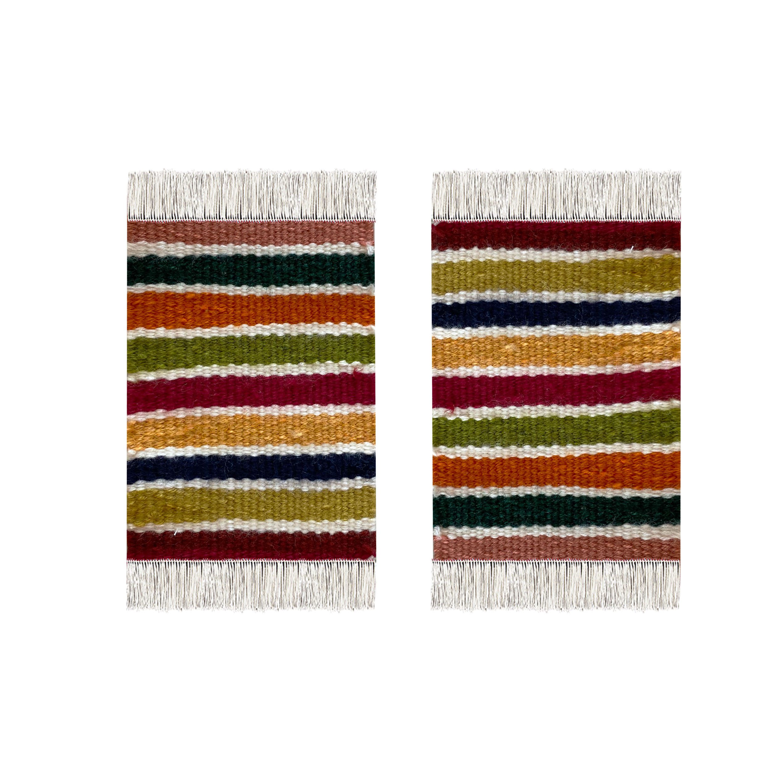 Price and Buy Handwoven Persian Kilim Coaster in Striped Design – Unique and Authentic (x2)