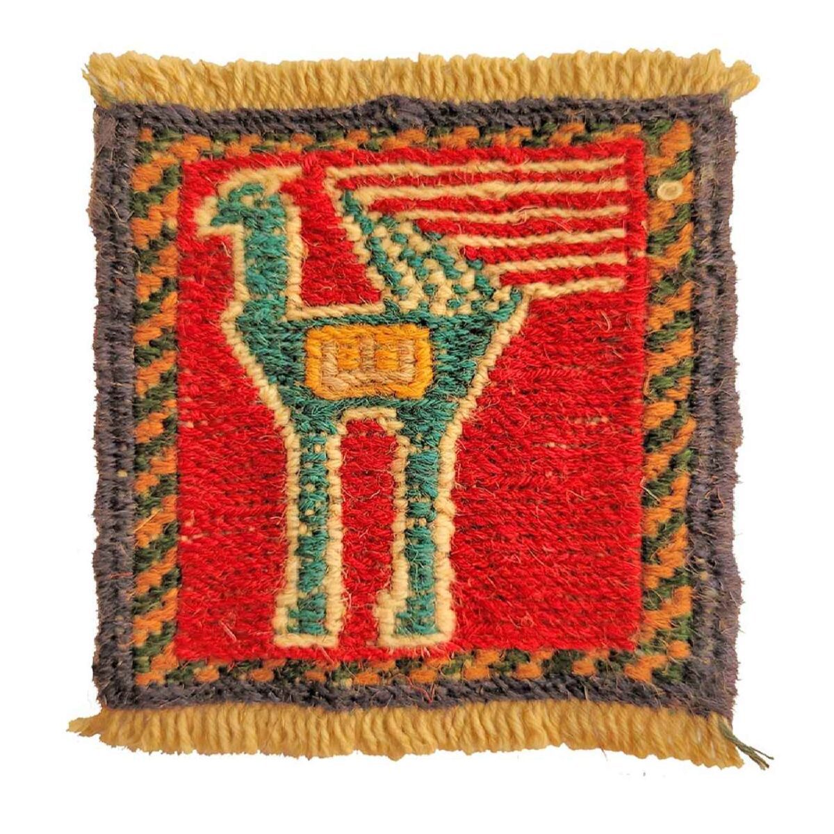 Price and Buy Handwoven Persian Kilim Coaster with Bird Design