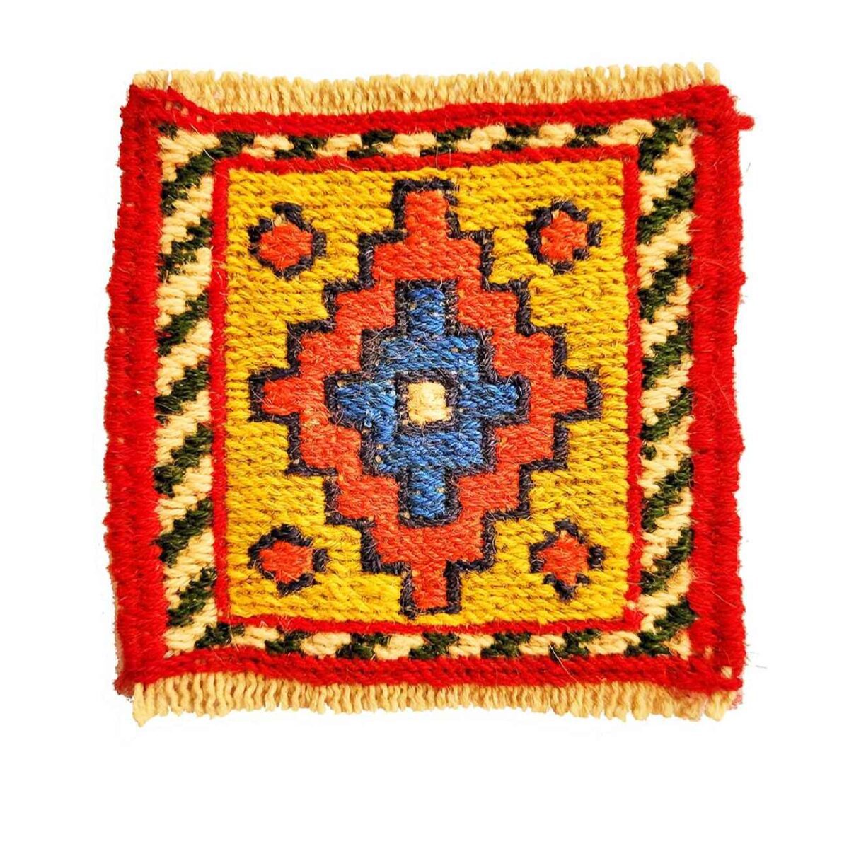 Price and Buy Handwoven Persian Kilim Coaster with Diamond Yellow