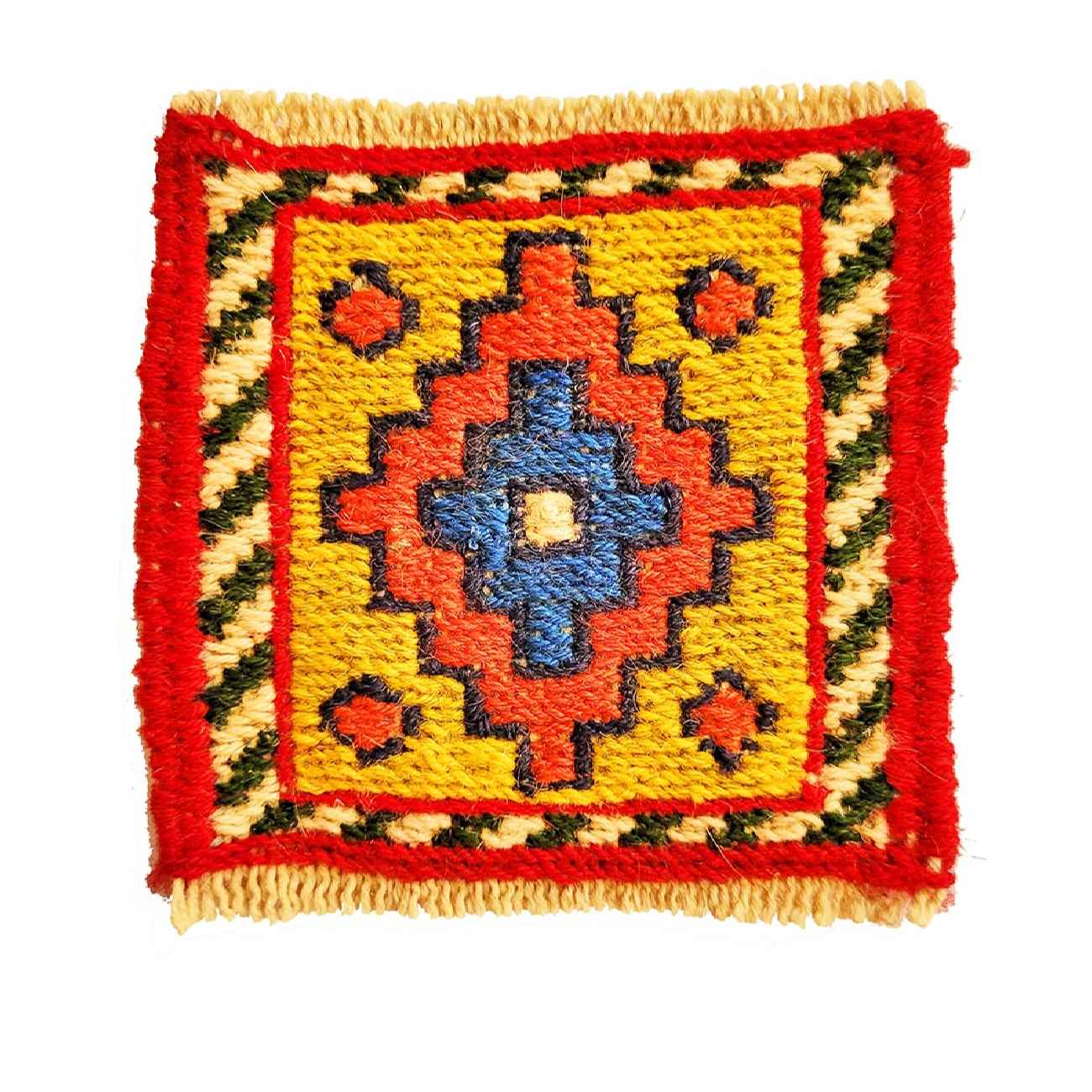 Price and Buy Handwoven Persian Kilim Coaster with Diamond Yellow
