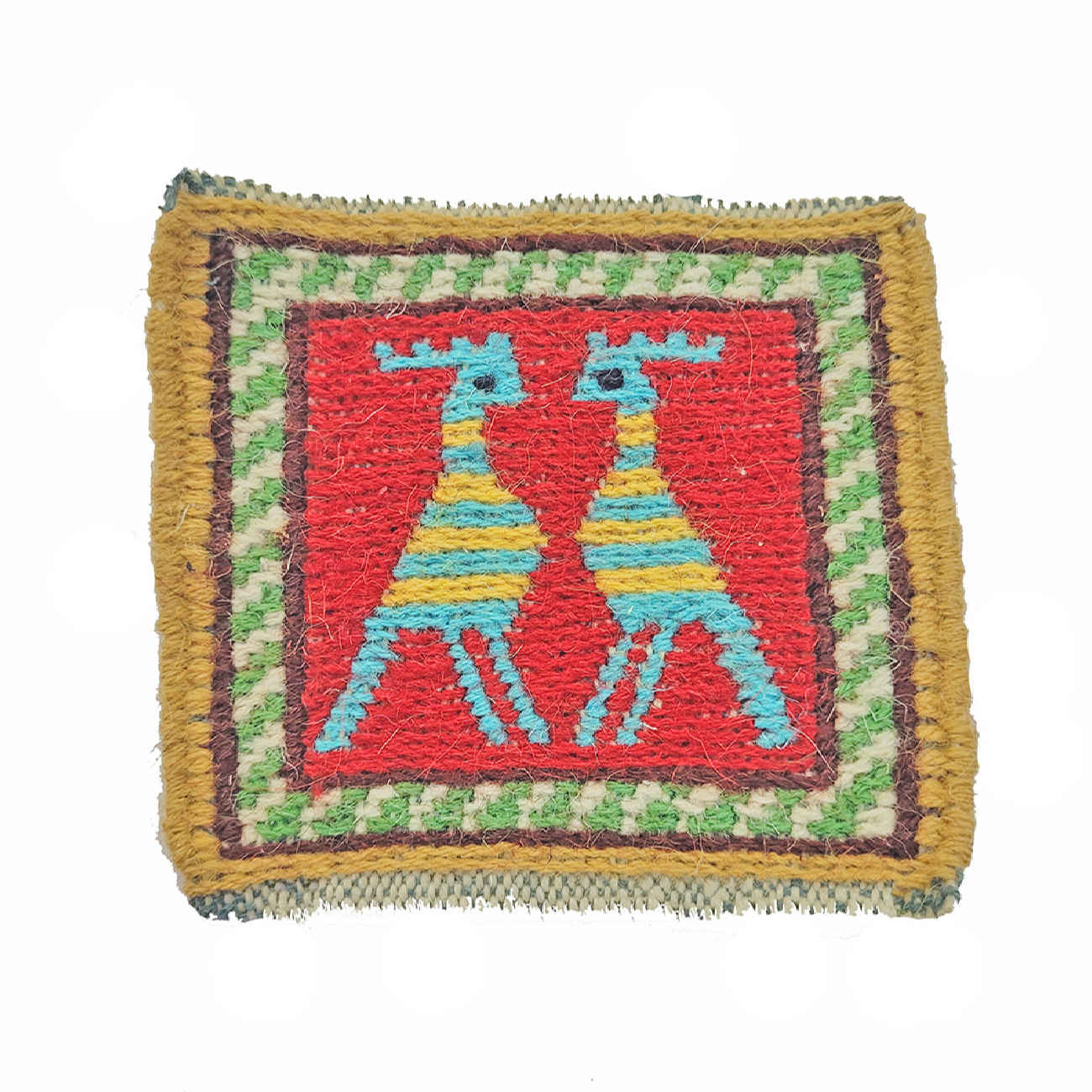 Price and Buy Handwoven Persian Kilim Coaster with Hoopoe Design
