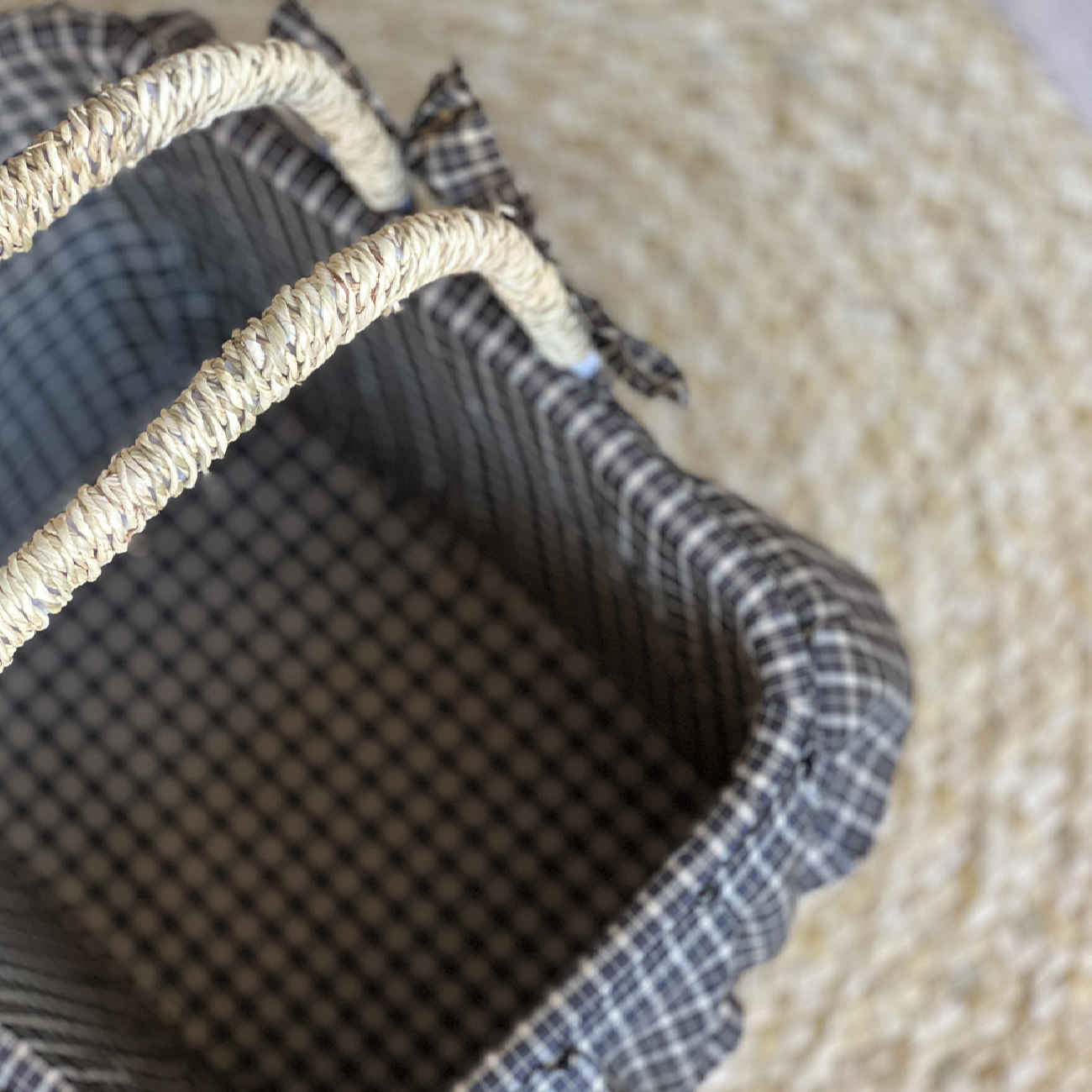 Price and Buy Handwoven Picnic Handwoven Palm Leaf Basket with Checkered Design - Image 3