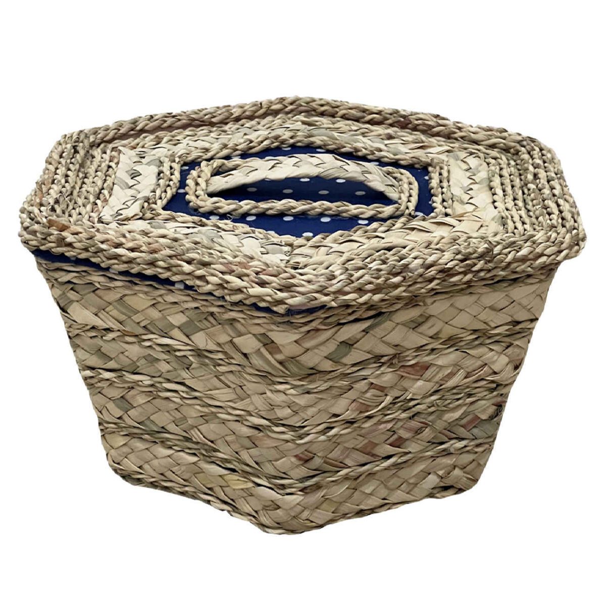 Price and Buy Handwoven Storage Basket with Lid Hexagonal Design