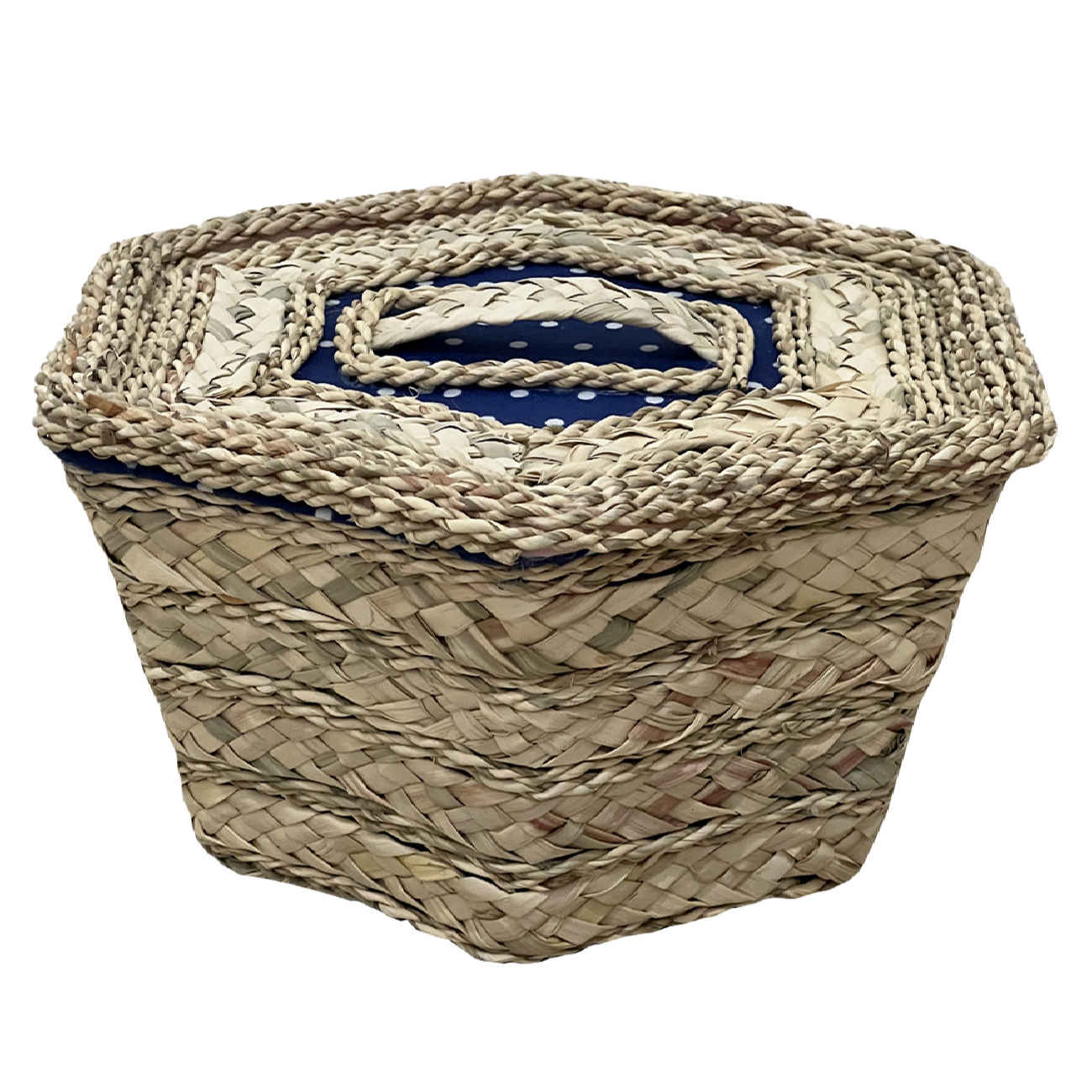 Price and Buy Handwoven Storage Basket with Lid Hexagonal Design
