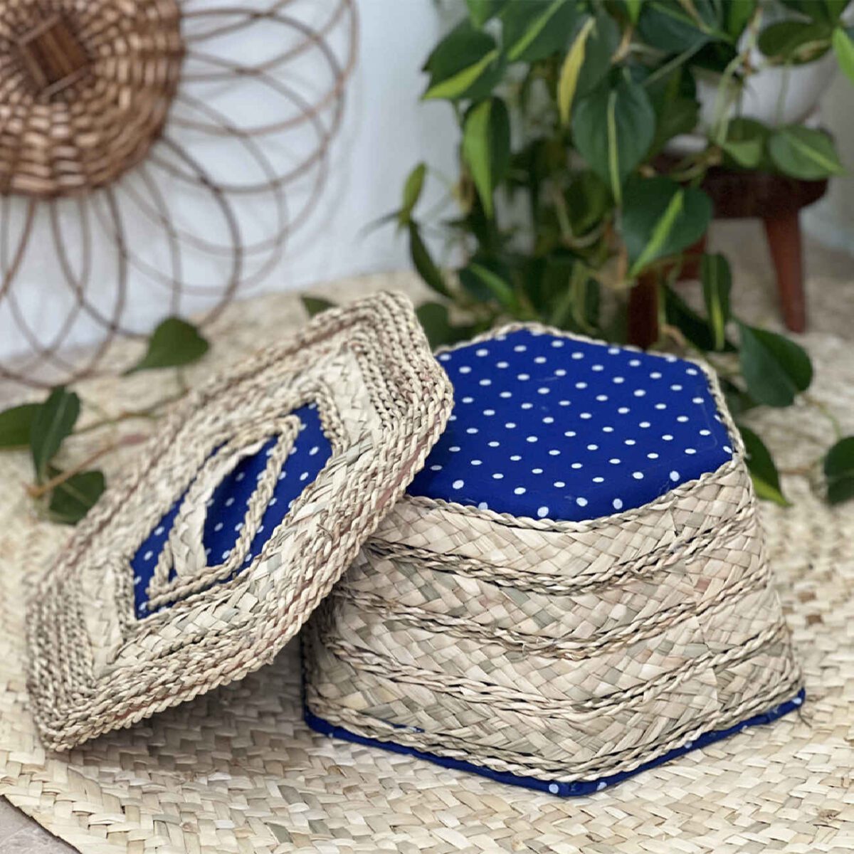 Price and Buy Handwoven Storage Basket with Lid Hexagonal Design - Image 3