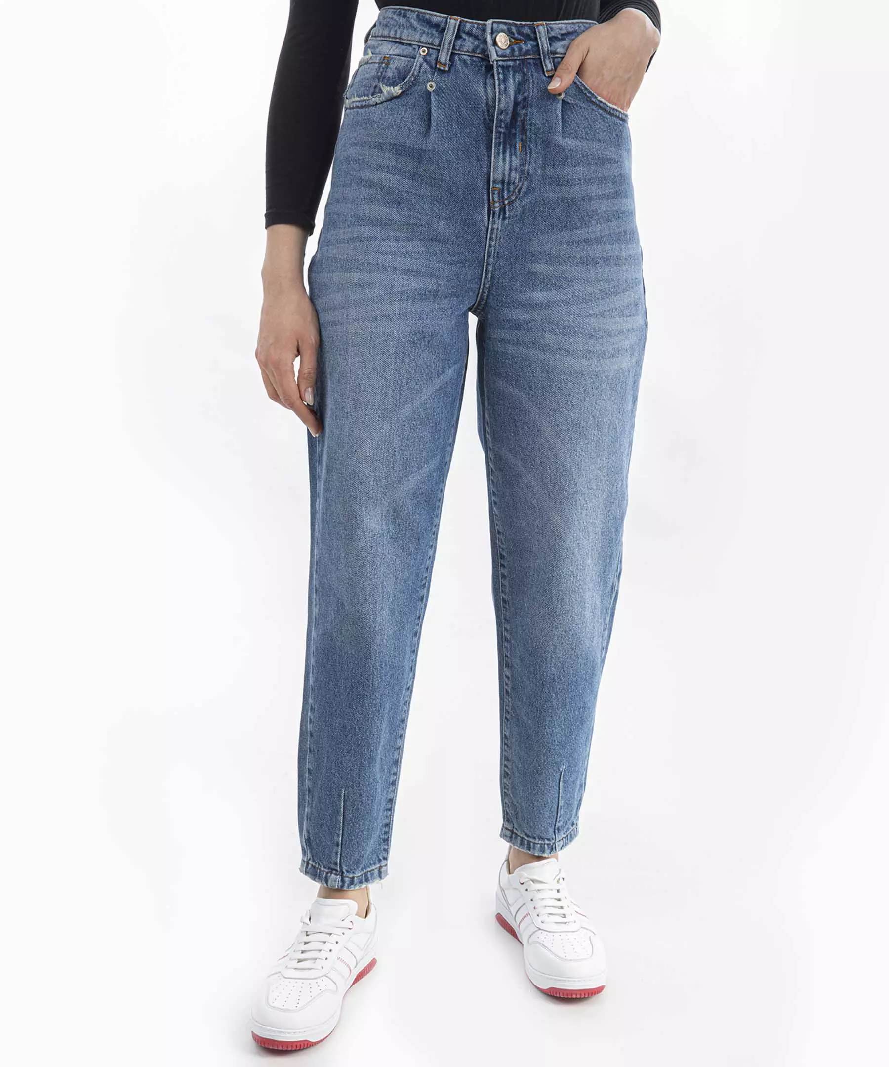 Price and Buy High waist straight Blue jeans for Women with Pocket