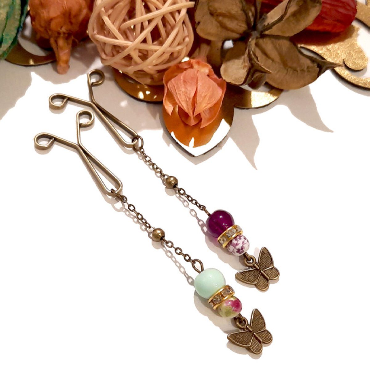 Price and Buy Hijab U Clips for Muslim Women With long Butterfly Pendant (4 pcs) - Image 3