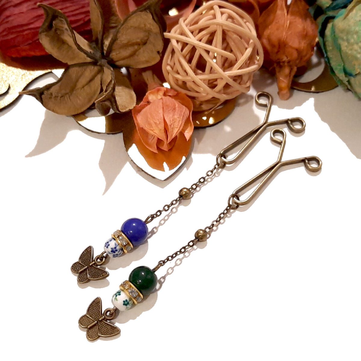 Price and Buy Hijab U Clips for Muslim Women With long Butterfly Pendant (4 pcs) - Image 4