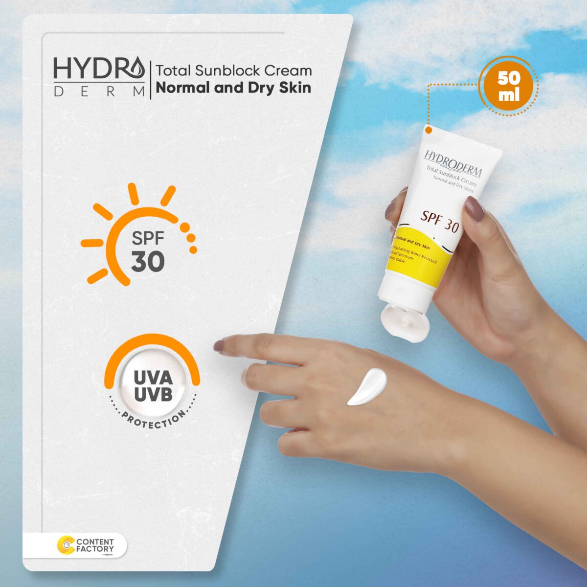 Price and Buy Hydroderm Sunscreen Total Sunblock SPF30 for Normal & Dry Skins - Image 3