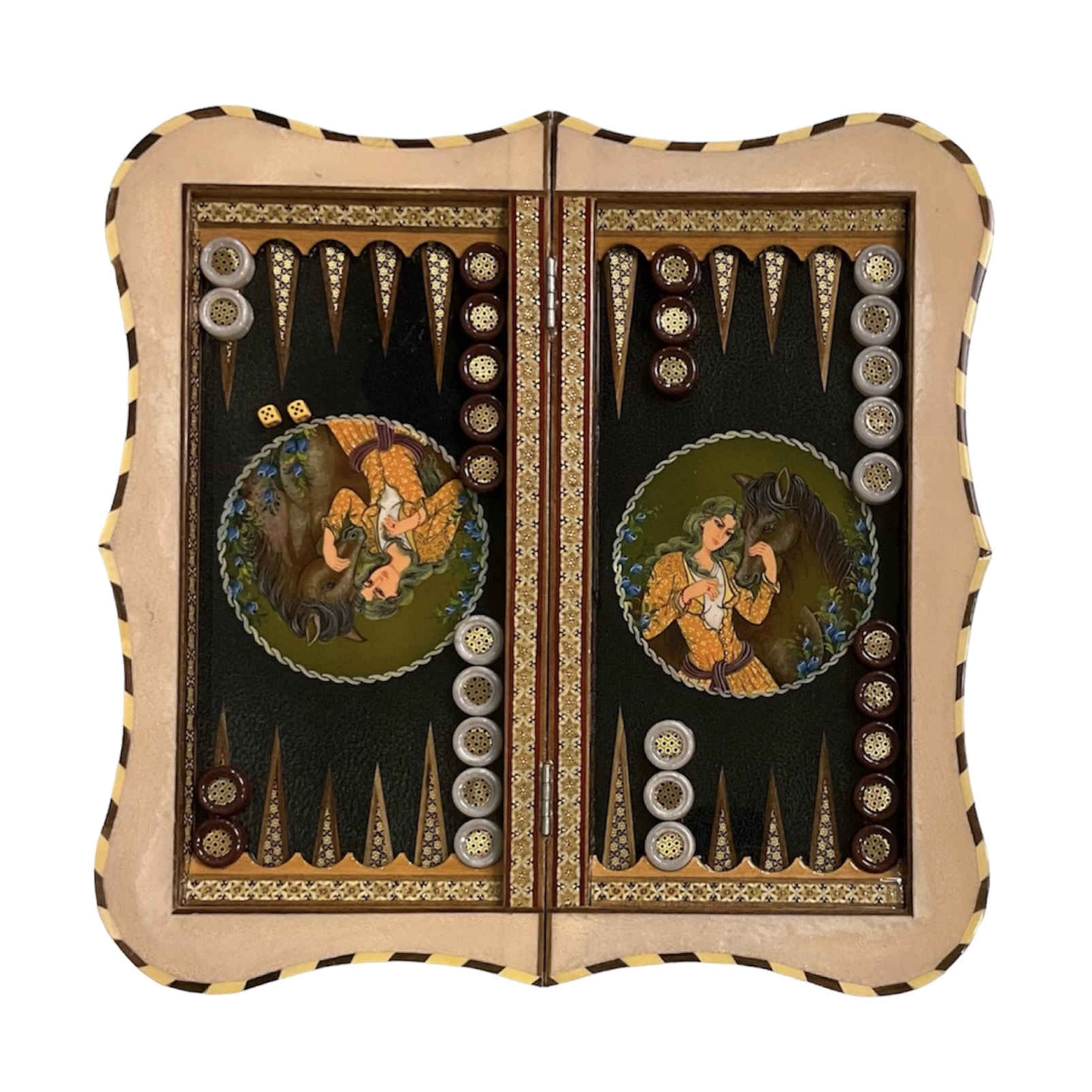 Price and Buy Inlaid Marquetry Backgammon Board Artisan-Crafted with Persian Khatam-kari Elegance