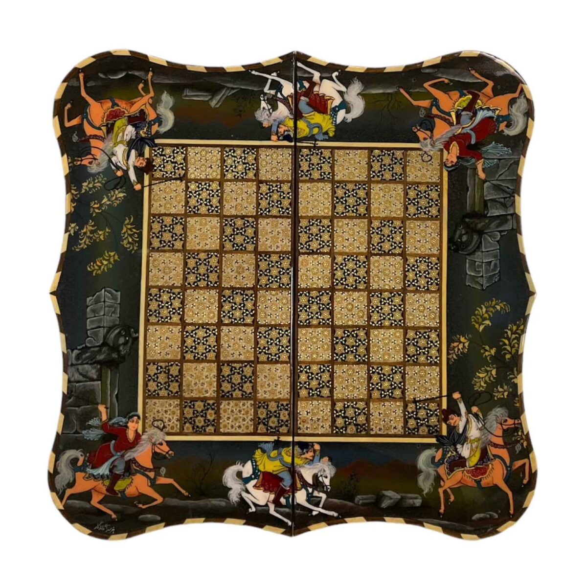 Price and Buy Inlaid Marquetry Backgammon Board Artisan-Crafted with Persian Khatam-kari Elegance - Image 3
