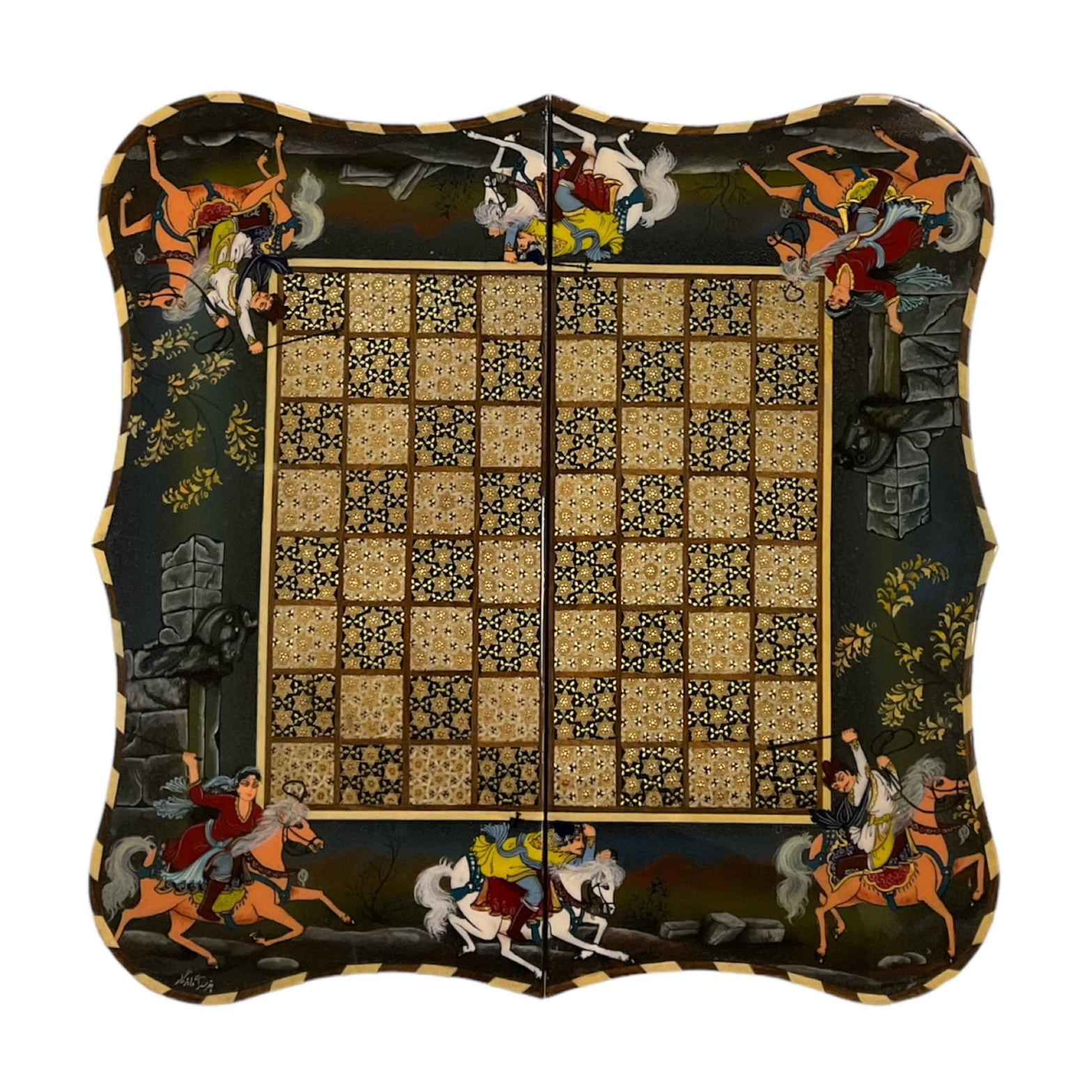 Price and Buy Inlaid Marquetry Backgammon Board Artisan-Crafted with Persian Khatam-kari Elegance - Image 3