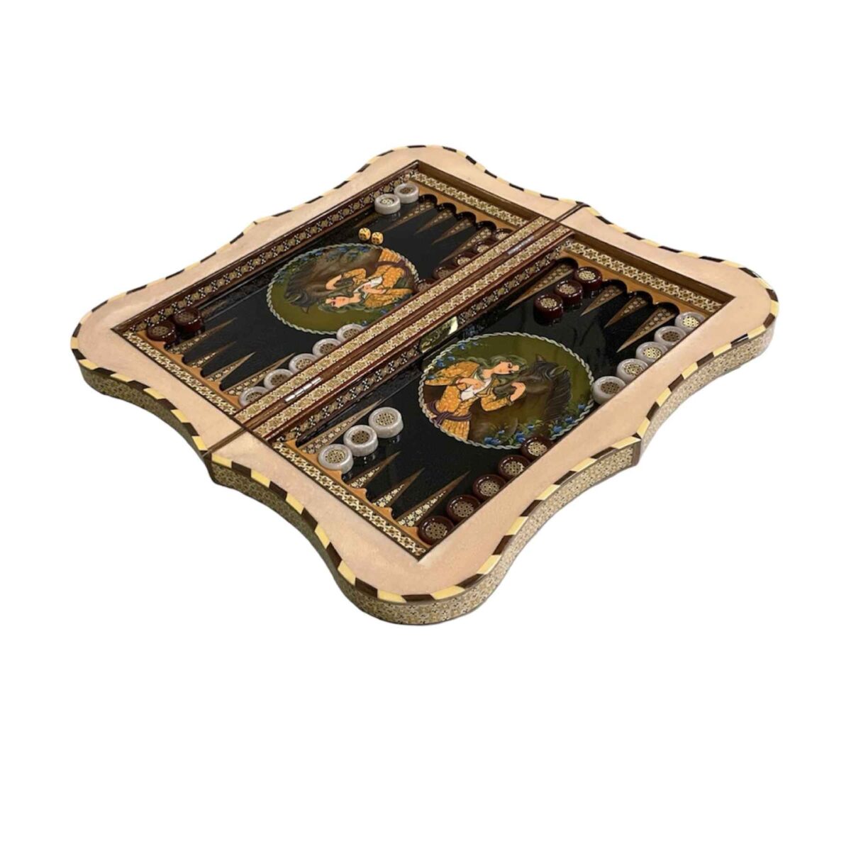 Price and Buy Inlaid Marquetry Backgammon Board Artisan-Crafted with Persian Khatam-kari Elegance - Image 5