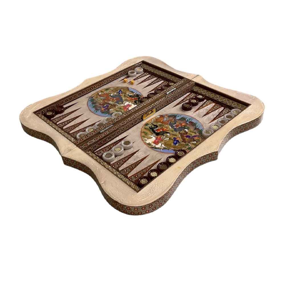 Price and Buy Inlaid Marquetry Backgammon Board Chovgan Design & Traditional Khatam-kari - Image 4