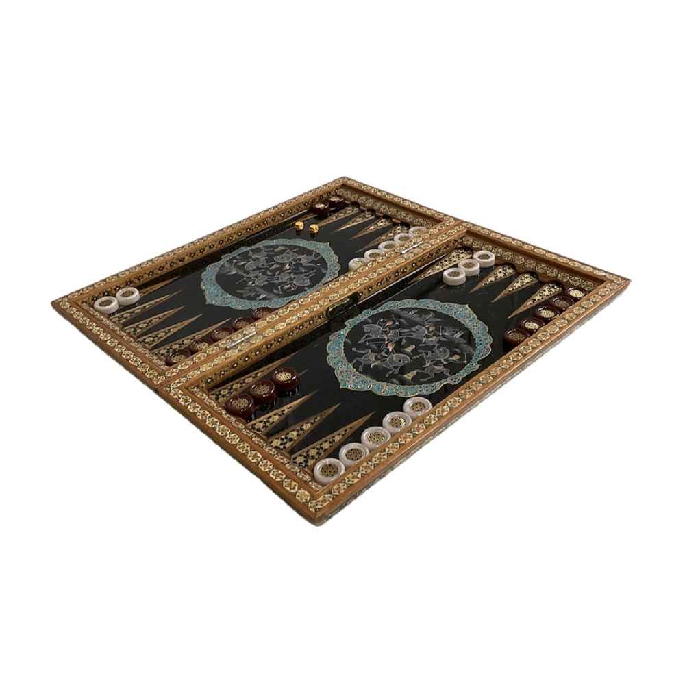 Price and Buy Inlaid Marquetry Backgammon Board Chovgan Design with Khatam-kari Detailing - Image 4