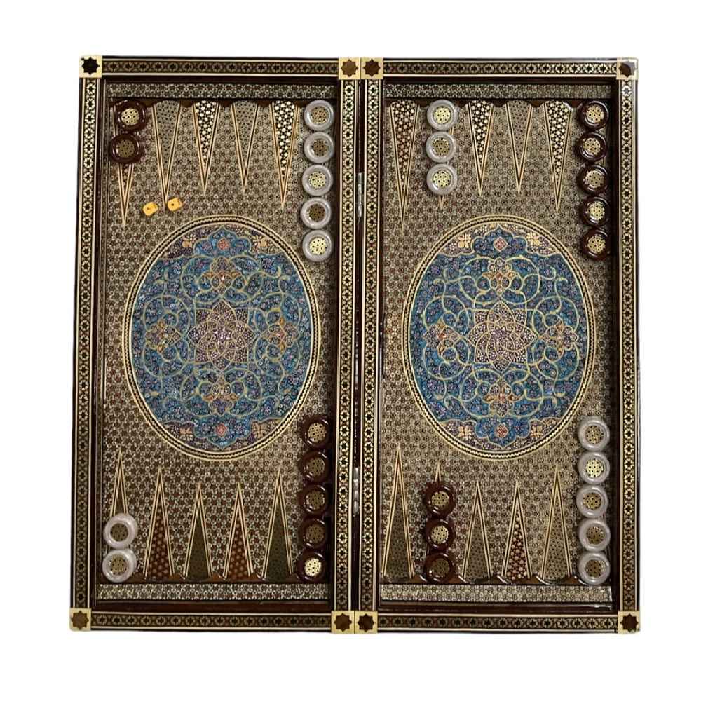 Price and Buy Inlaid Marquetry Backgammon Board Handmade with Traditional Khatam-kari Design