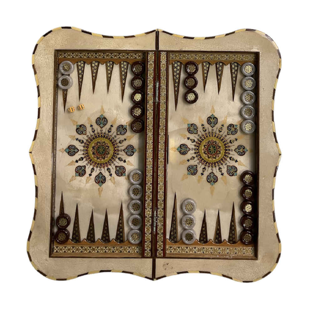 Price and Buy Inlaid Marquetry Backgammon Board Masterful Craftsmanship with Persian Khatam-kari