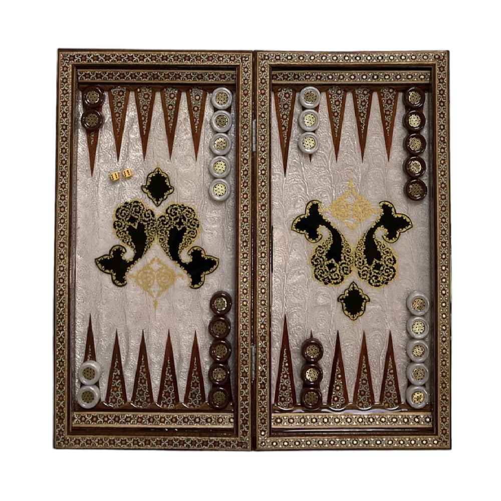 Price and Buy Inlaid Marquetry Backgammon Board with Khatam-kari Artisan Craftsmanship