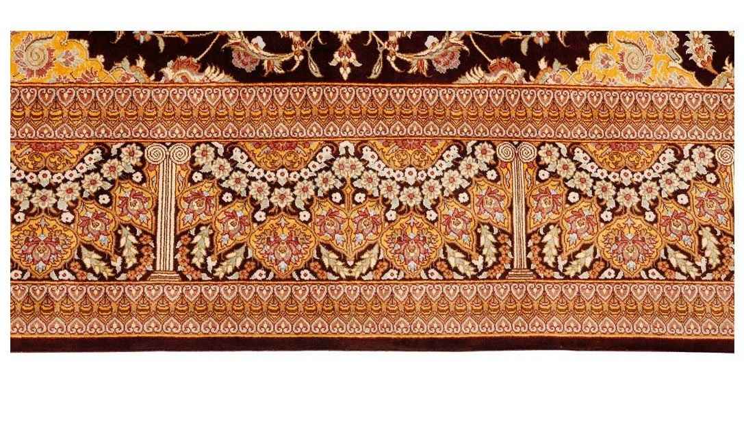 Price and Buy Iranain Silk Carpet Hand-Knotted with Medallion design Cream Color – Qom - Image 4