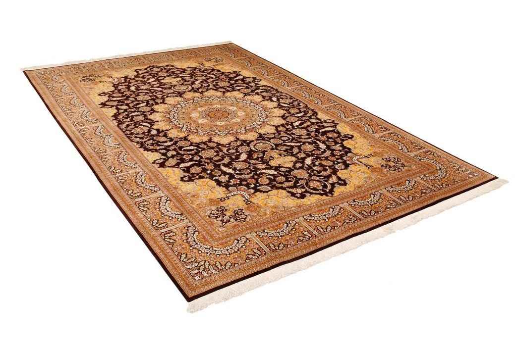 Price and Buy Iranain Silk Carpet Hand-Knotted with Medallion design Cream Color – Qom - Image 7