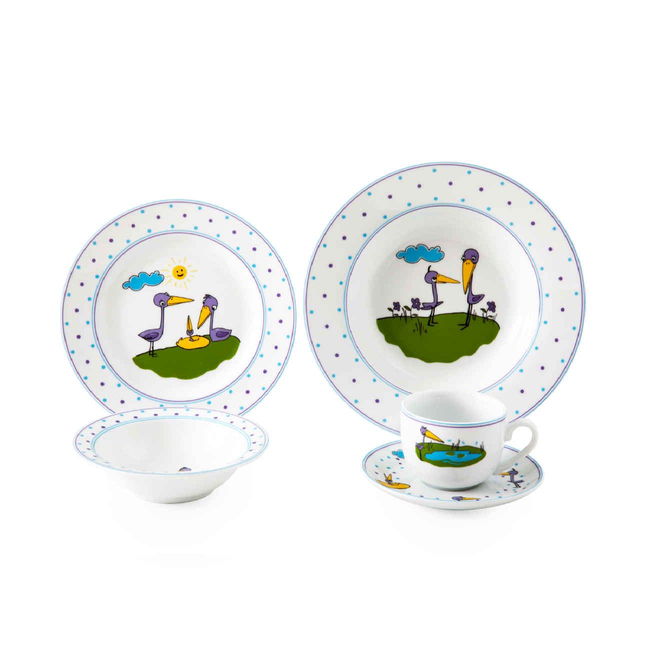 Price and Buy Iranian Porcelain Meal Set by Zariniran 5-Piece Child’s – Pelican Design