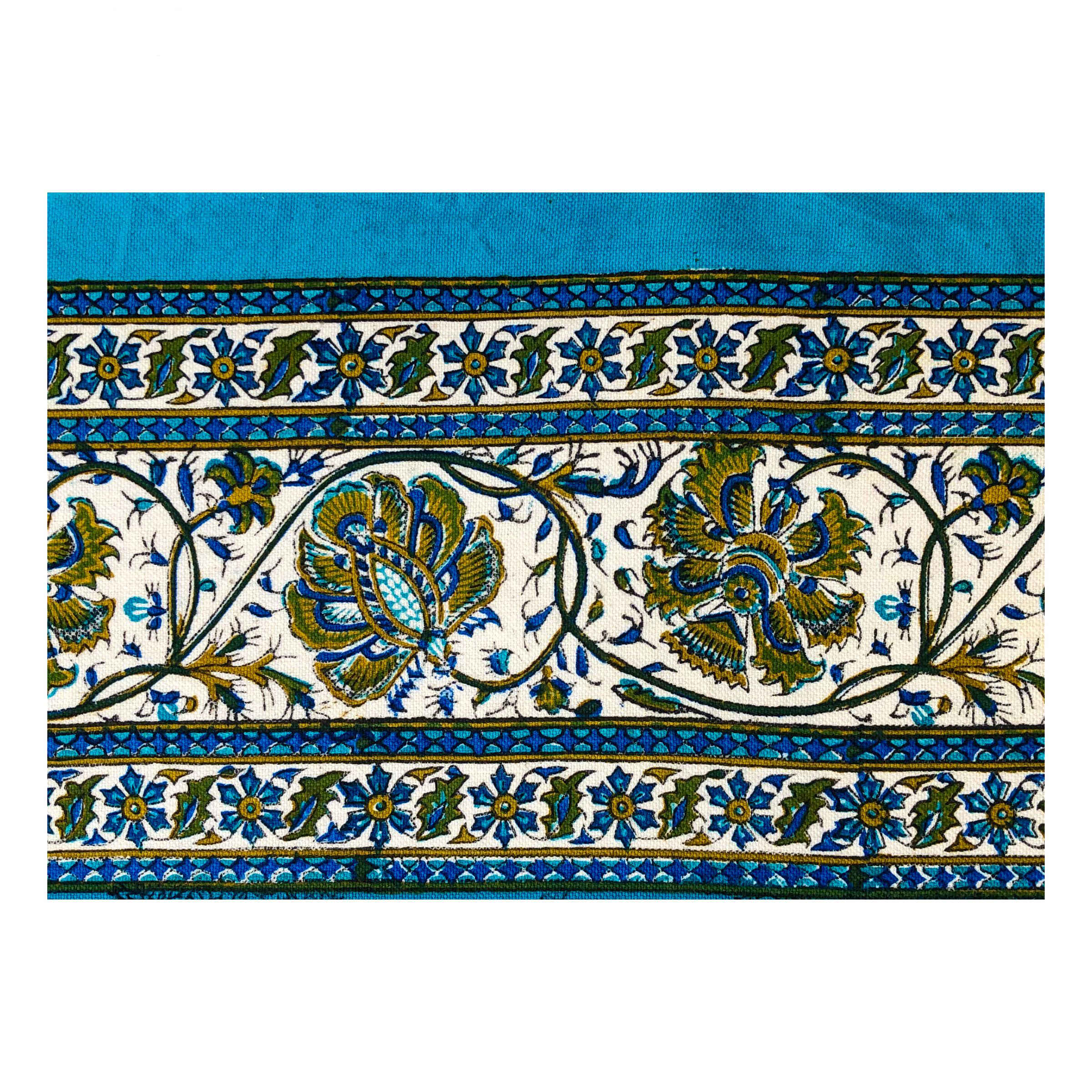Price and Buy Iranian Tablecloth Block Printed Ghalamkari in Isfahan Paisley Blue 4-Seat - Image 4