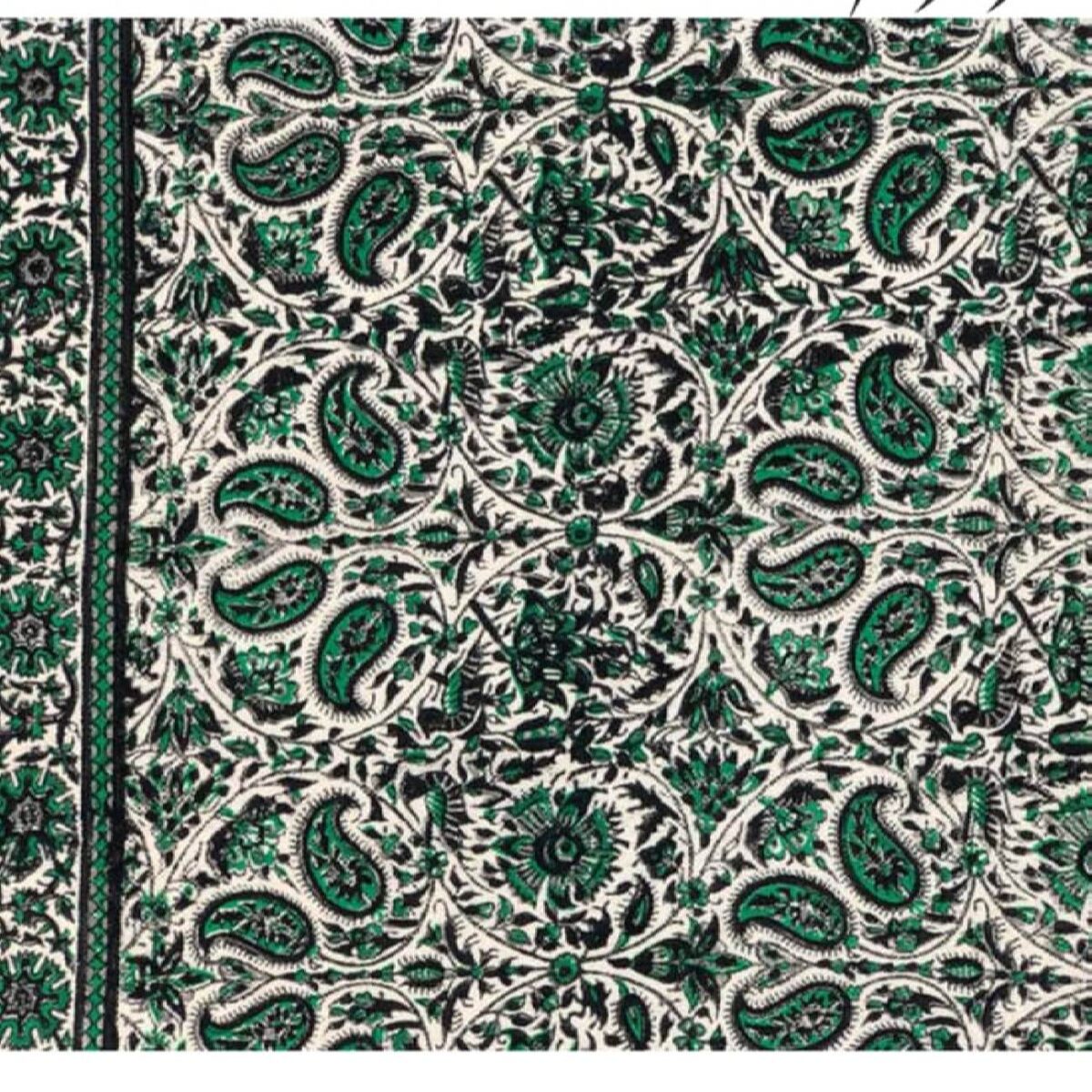 Price and Buy Iranian Tablecloth: Isfahan’s Traditional Kalamkari Block Print Green - Image 4