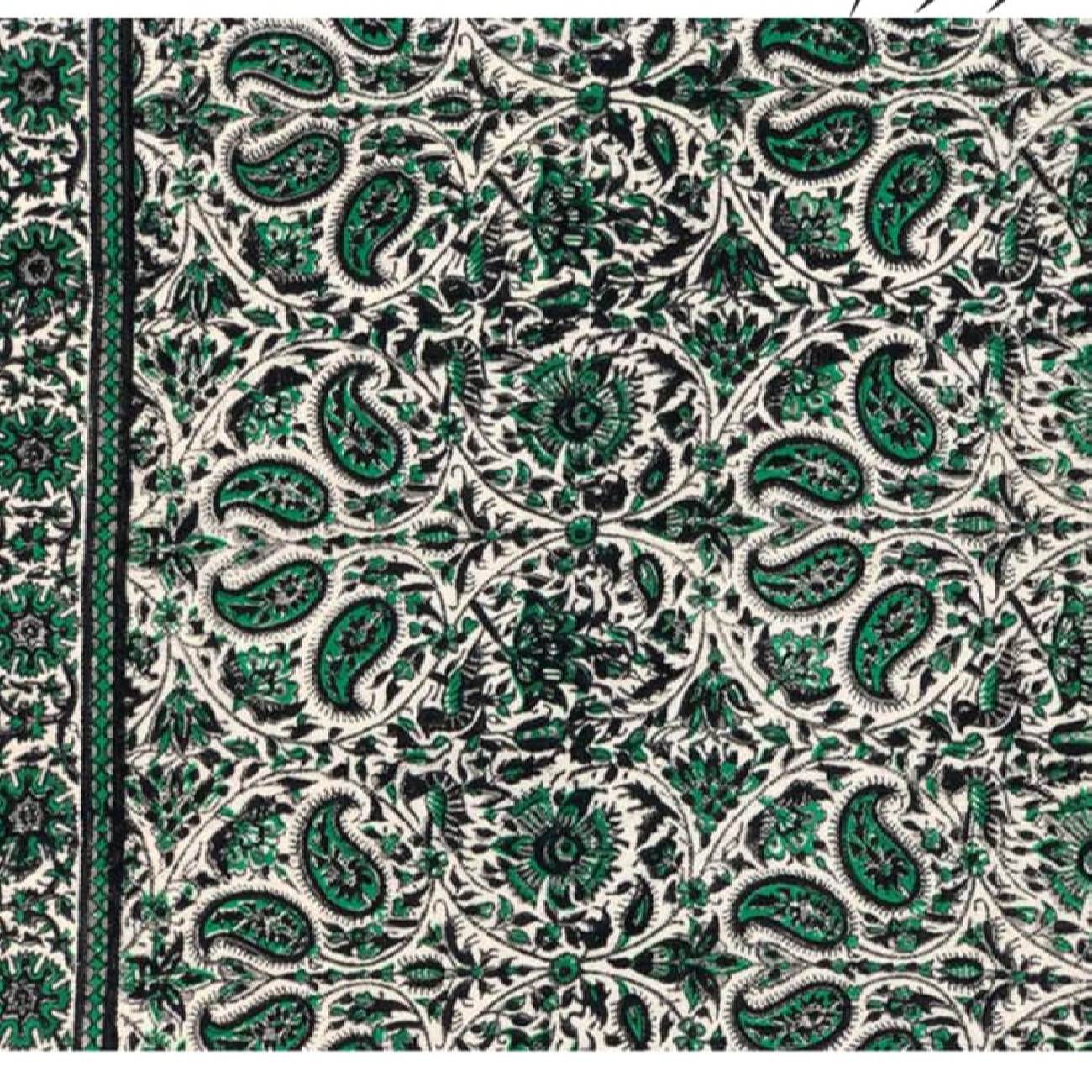 Price and Buy Iranian Tablecloth: Isfahan’s Traditional Kalamkari Block Print Green - Image 4