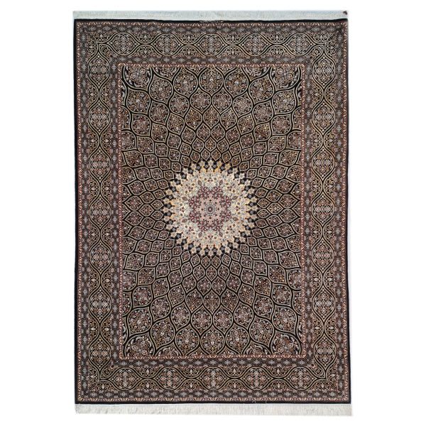Price and Buy Isfahan Medallion Hand-Knotted Persian Silk Carpet Black Wool_68f7c6a333301.jpeg Price and Buy Isfahan Medallion Hand-Knotted Persian Silk Carpet Black Wool