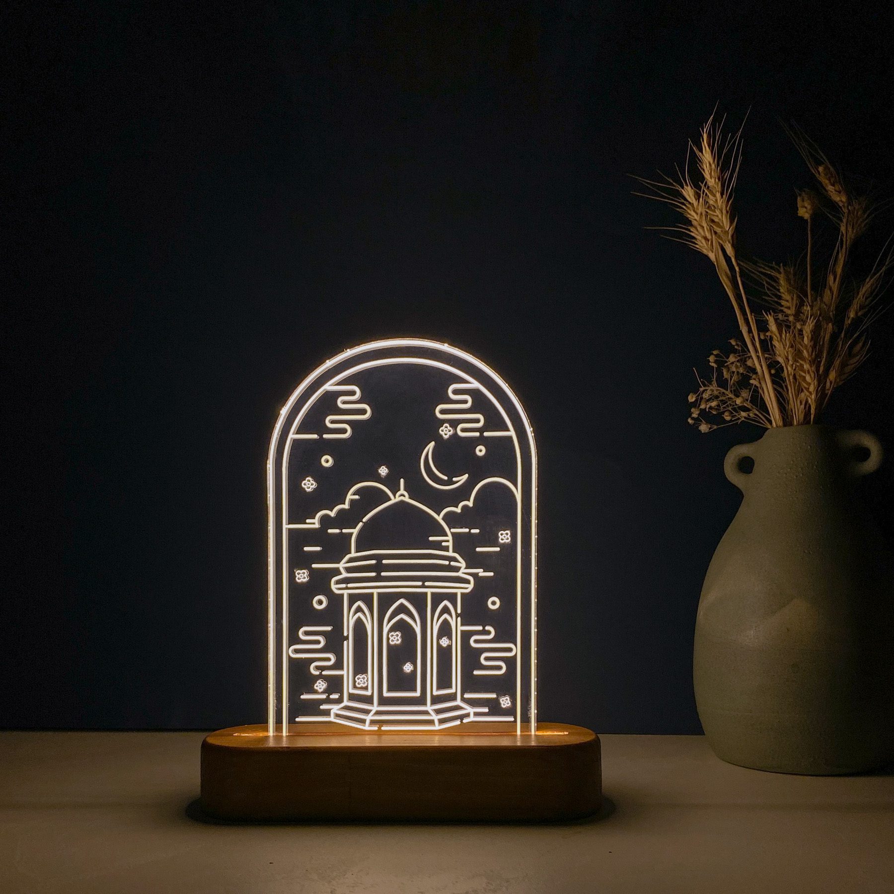 Price and Buy Islamic 3D LED Night Light Water Fountain of the Holy Shrine with Wooden Base - Image 3