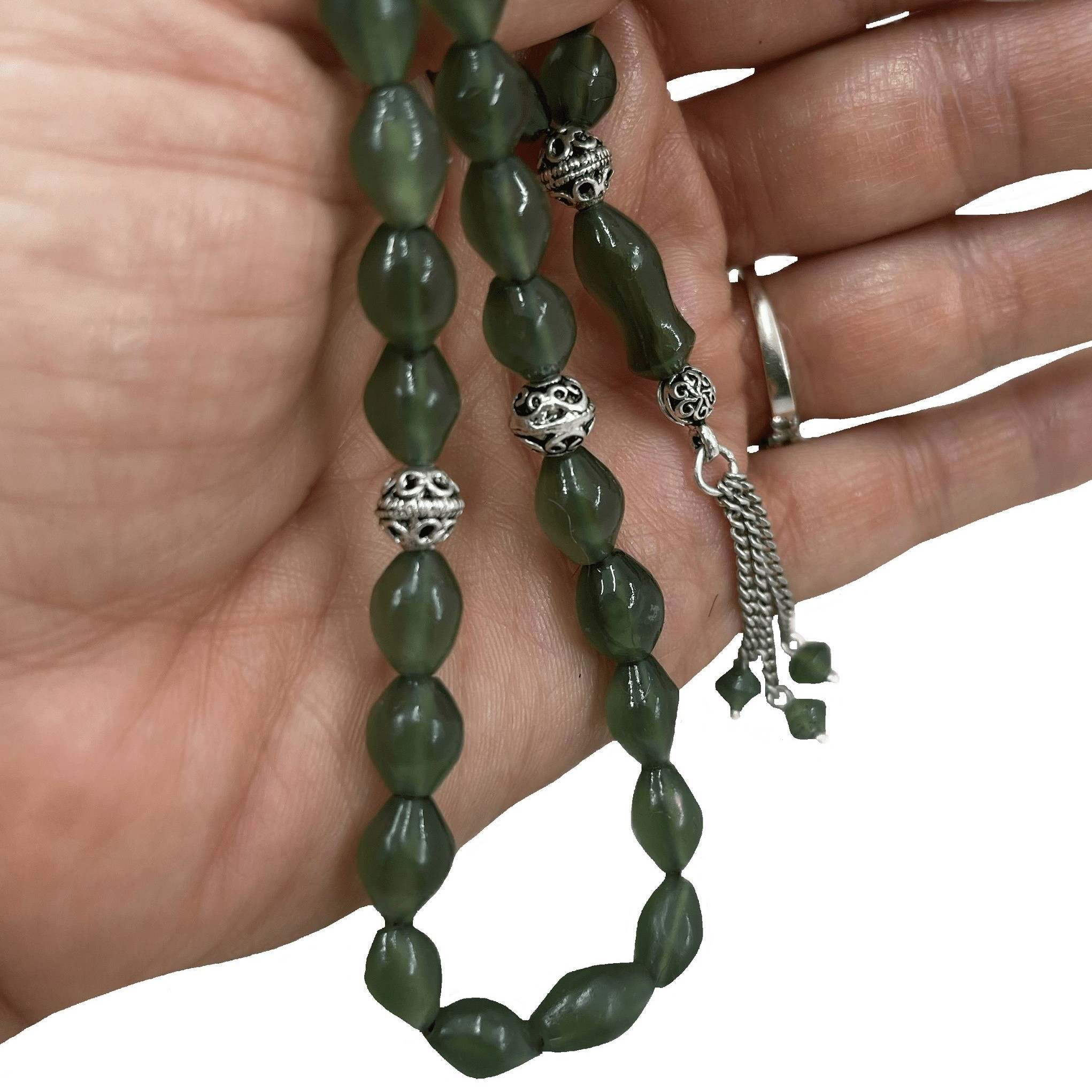 Price and Buy Islamic Afghan Shah Maghsoud Rosary Crafted with 33 Prayer Beads with Silver Cord - Image 3
