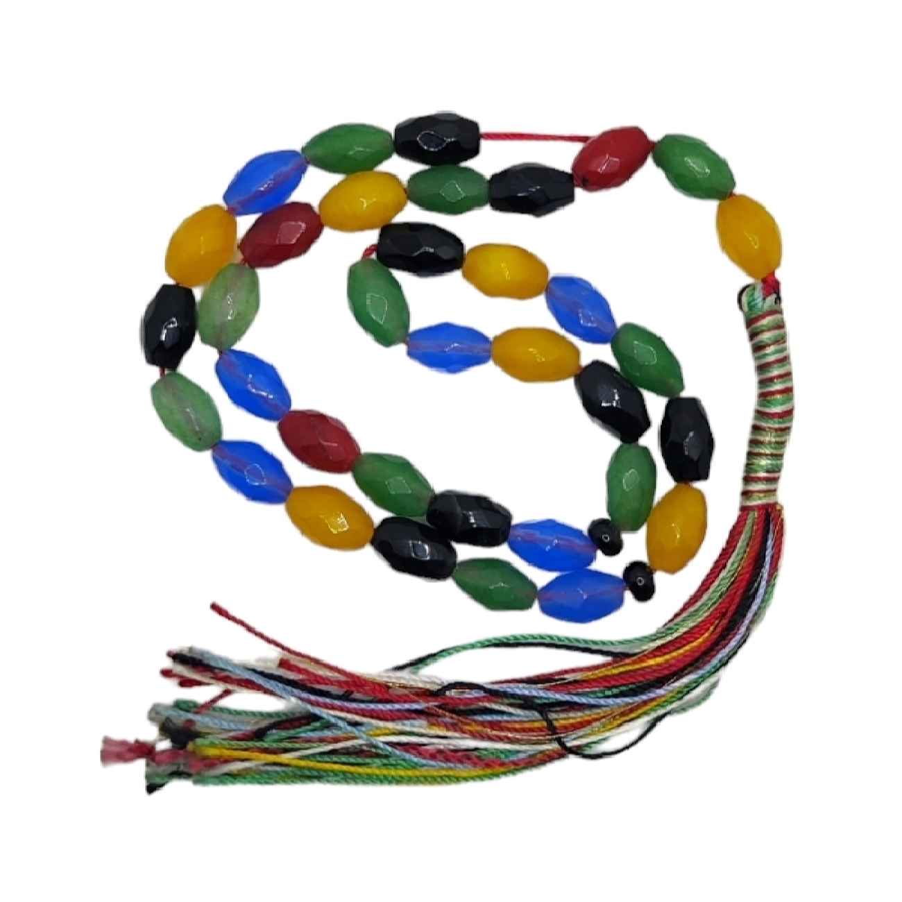 Price and Buy Islamic Agate Rosary Crafted with 33 Prayer Beads Tasbih Colorful