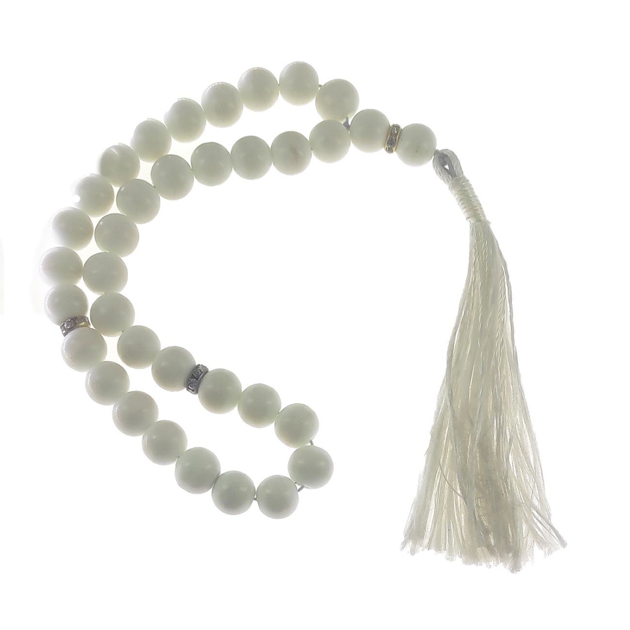 Price and Buy Islamic Agate Rosary Crafted with 33 Prayer Beads Tasbih White