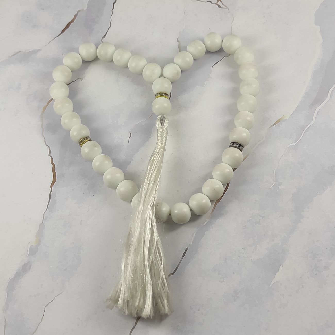 Price and Buy Islamic Agate Rosary Crafted with 33 Prayer Beads Tasbih White - Image 6