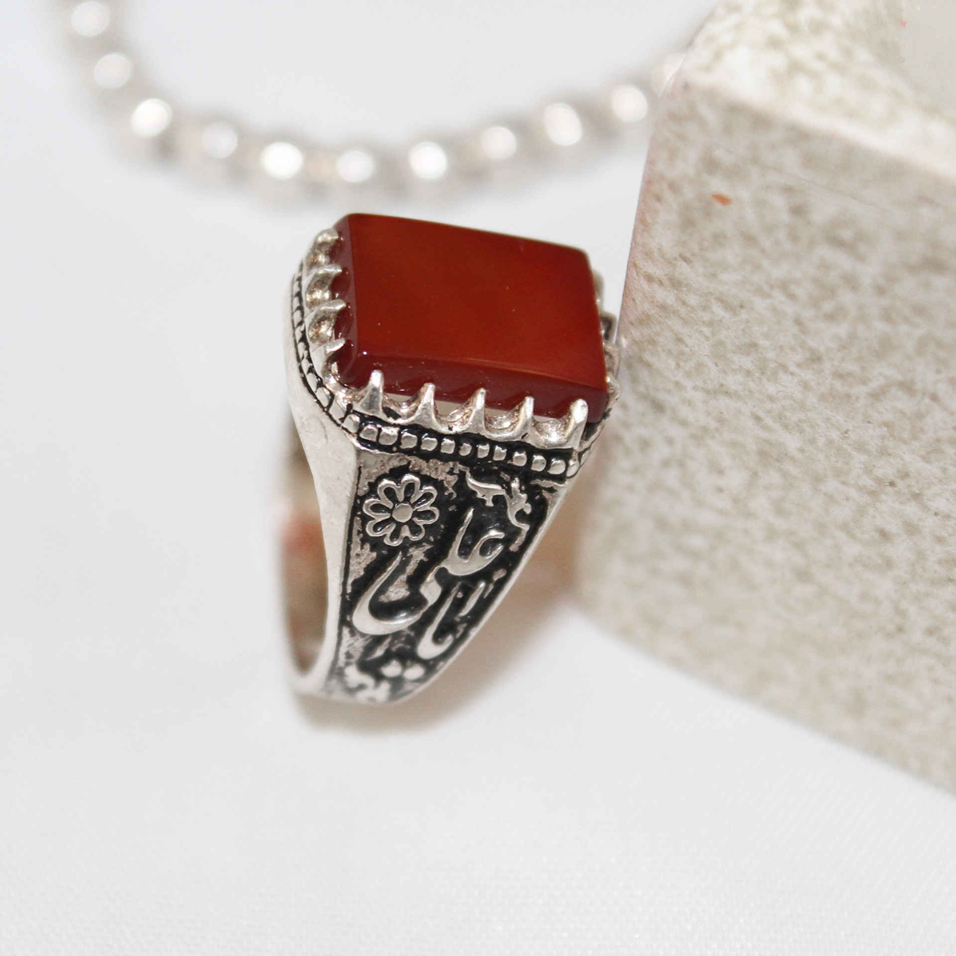 Price and Buy Islamic Agate Silver Ring for Men Elegance Ya Ali - Image 3