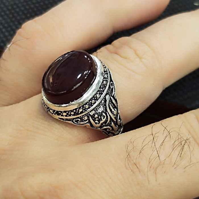Price and Buy Islamic Agate Silver Ring for Men Elegance Ya Imam Reza - Image 5