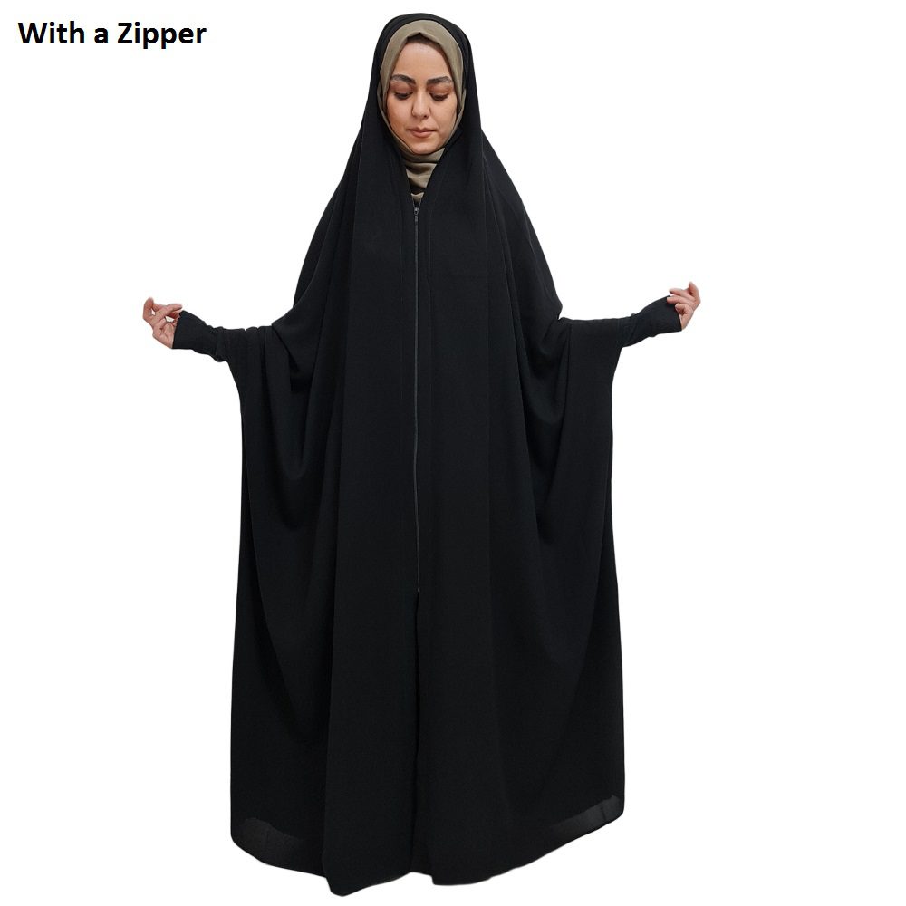 Price and Buy Islamic Arabic Black Chador Abaya Hejab with Sleeves for Women and Praying – Hami - Image 4