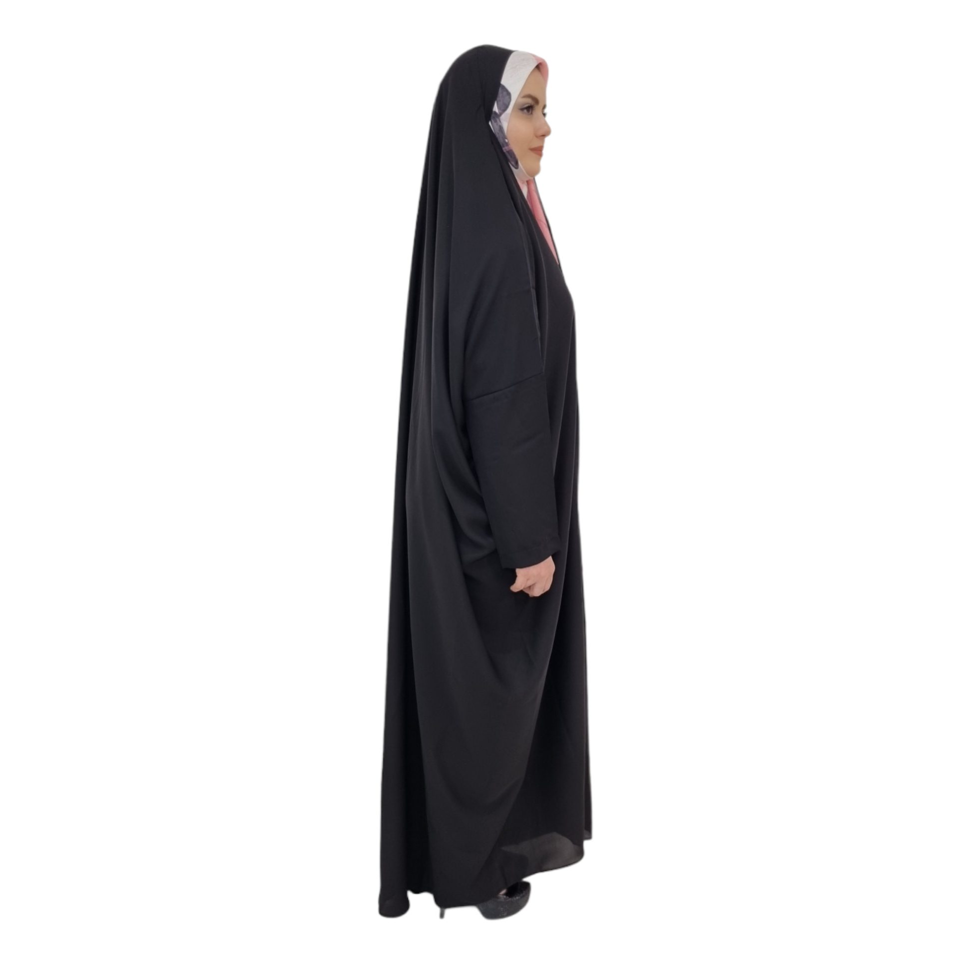 Price and Buy Islamic Arabic Black Chador Abaya Hejab with Sleeves for Women and Praying – Sahar - Image 3