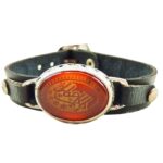 Price and Buy Islamic Bracelet with Leather & Agate Stone with Ya Aba Saleh Calligraphy