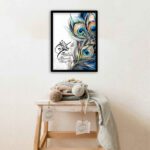Price and Buy Islamic Canvas Art – Printed Wa In Yakad with Peacock Feather Pattern (Framed)