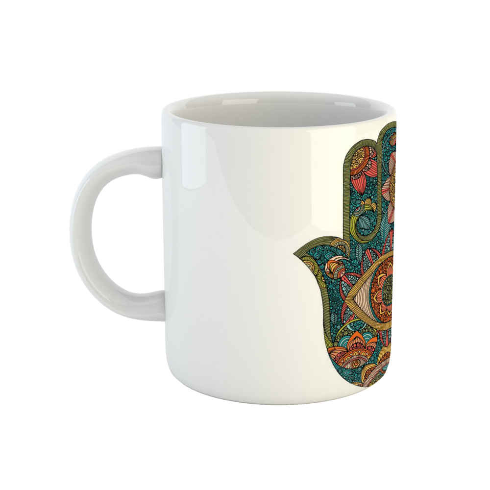 Price and Buy Islamic Ceramic Coffee Mug – Hamsa & Evil Eye Pattern