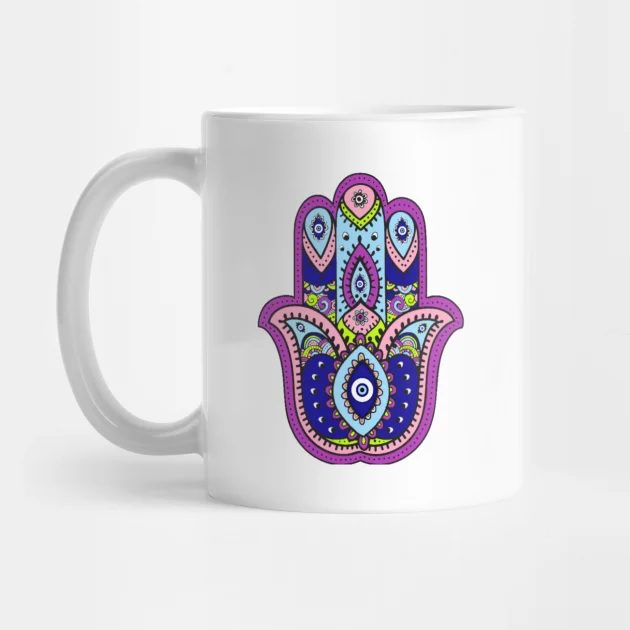 Price and Buy Islamic Ceramic Coffee Mug – Hamsa Hand Pattern