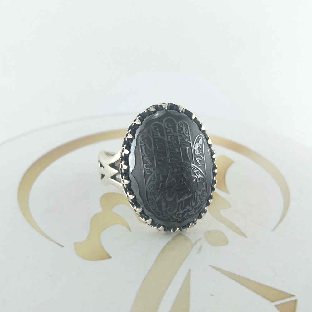Price and Buy Islamic Hematite Silver Ring Hadid Gemstone for Men Abass - Image 3