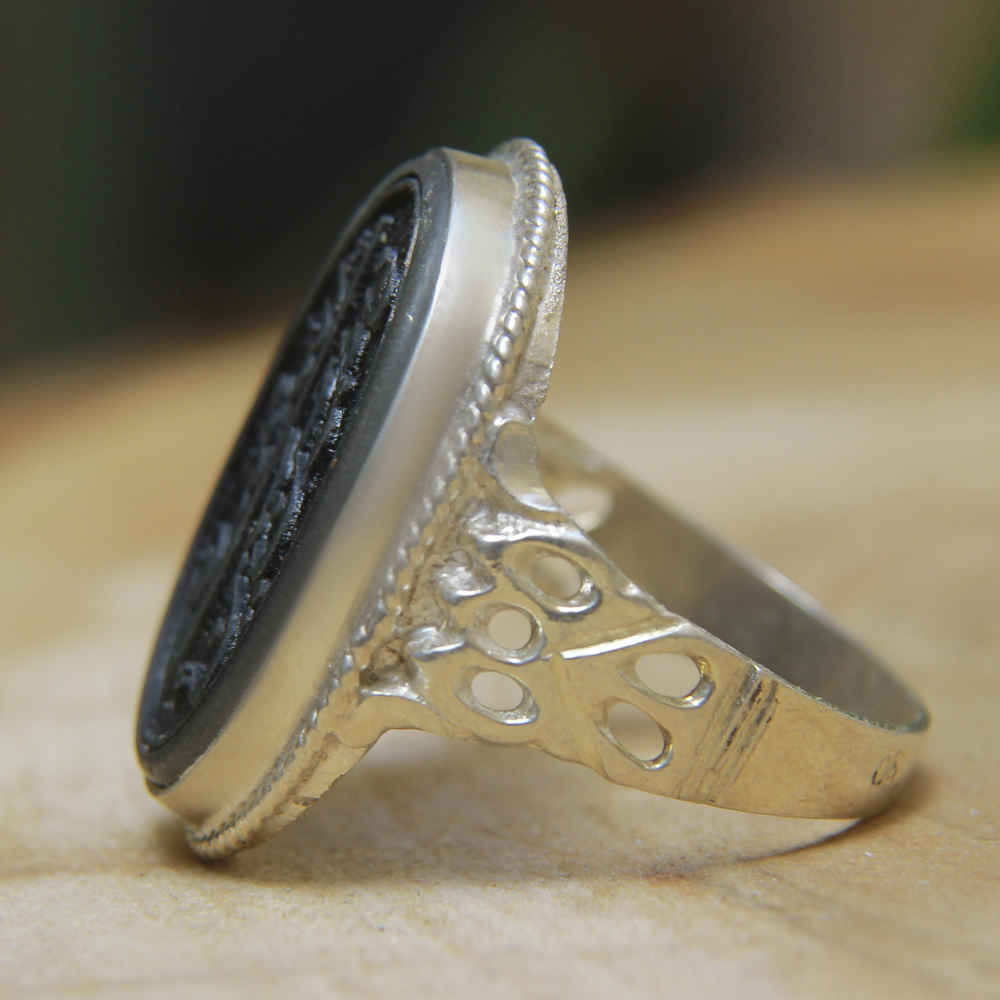 Price and Buy Islamic Hematite Silver Ring Hadid Gemstone for Men Asil - Image 4