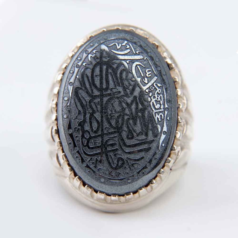 Price and Buy Islamic Hematite Silver Ring Hadid Gemstone for Men Hakaki - Image 3