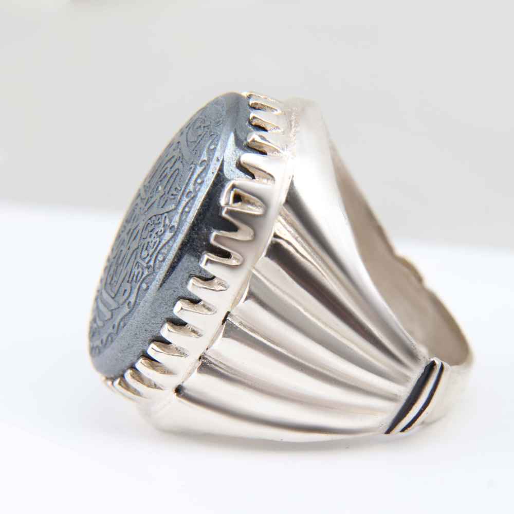 Price and Buy Islamic Hematite Silver Ring Hadid Gemstone for Men Hakaki - Image 4